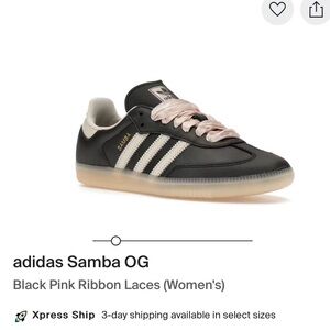 NWT adidas Samba OG Black Pink Ribbon Laces